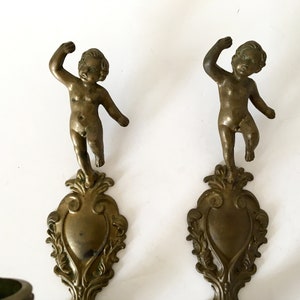 vintage Français Bronze Chérubin, Appliques Angel / appliques murales Shabby Château Chic, Rétro Français Décor de campagne image 3