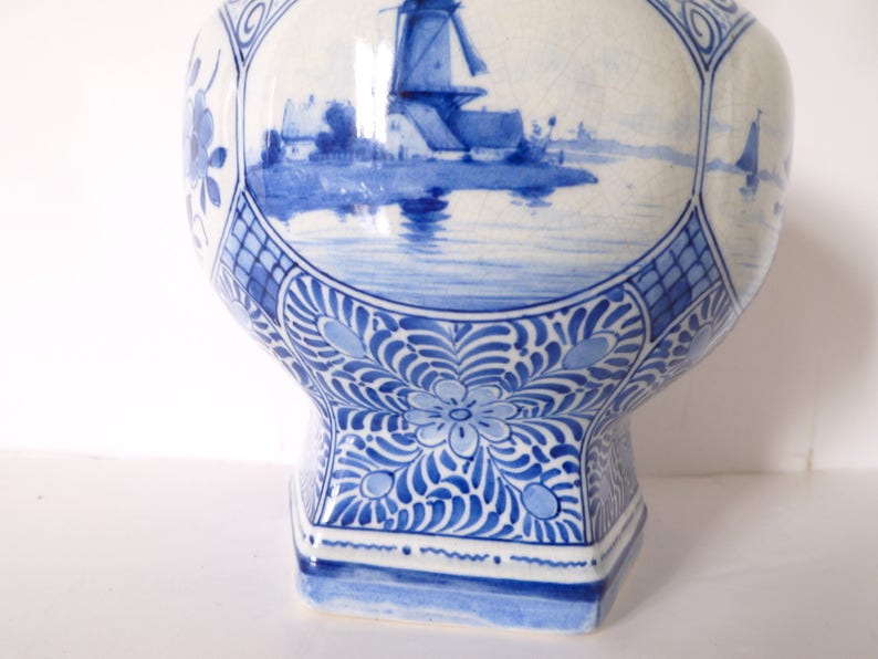Dutch vintage white and blue delfe pitcher