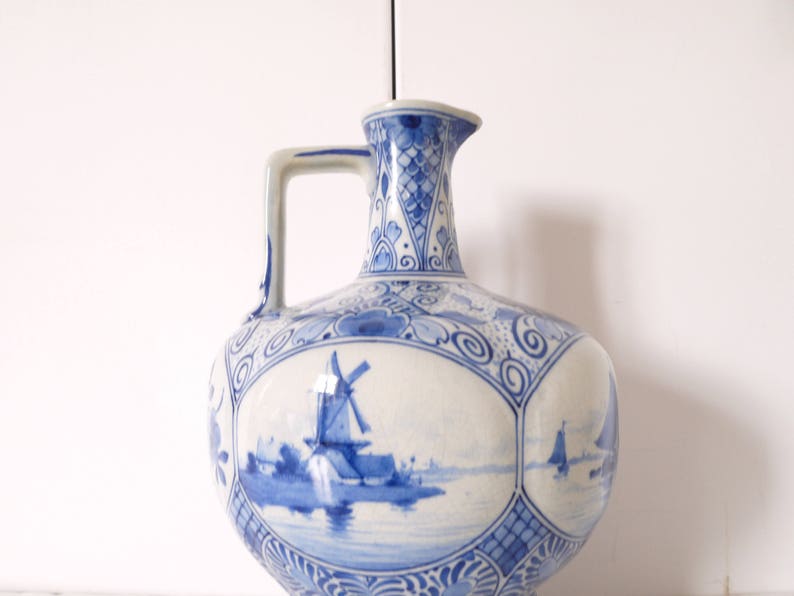 Dutch vintage white and blue delfe pitcher