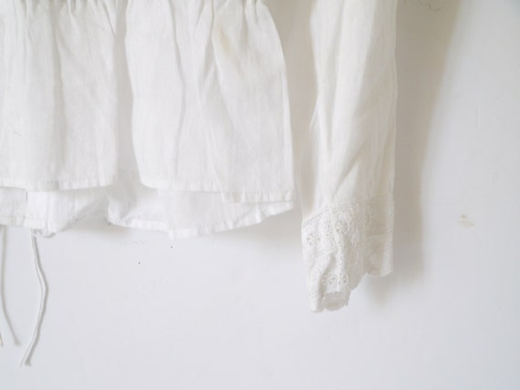 French Vintage white girls blouse shirred pheasan… - image 5