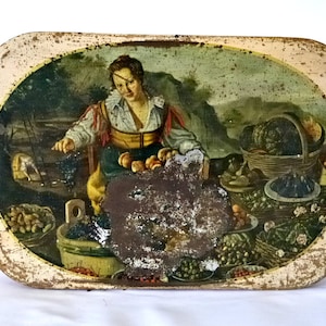 Boîte de rangement en métal vintage italien, boîte à couture, boîte à bonbons, boîte de rangement de gâteaux