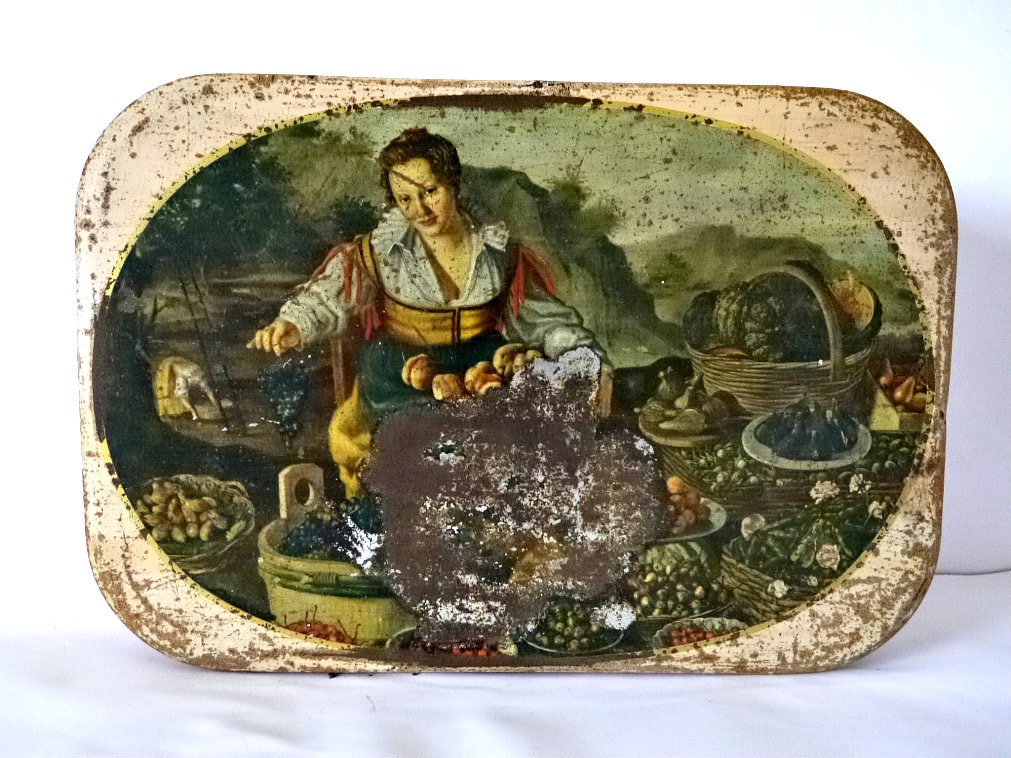 Vintage Italien Métal Boite Rangement Couture Boîte Bonbons Moule à Gâteau