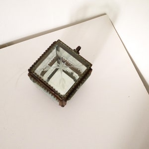 Jewellery Box Antique Ring Box Jewellery beveled glass with etchted star image 4