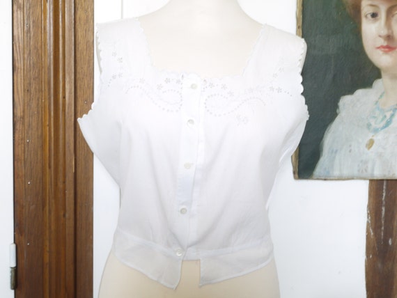 French White cotton camisole- 19th century Edwardi