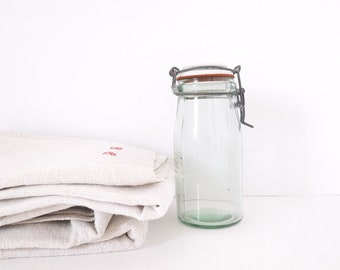 French Vintage Aqua bocal bottle canning  with porcelain corks