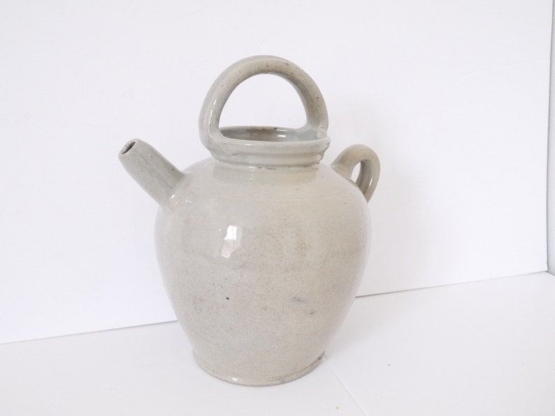 Antique French Stoneware Confit Pitcher, Rustic Stoneware ,French Rustic Country Decor grey image 6