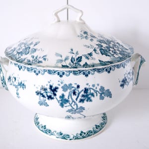 French Soup Tureen ironstone stonewear blue and white ironstone transferrer -Jeanne d&#39;arc living