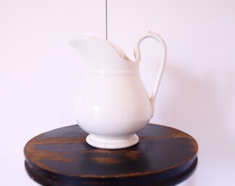 French ironstone pitcher White French vintage jug  Sarreguemines French server, French tabletop