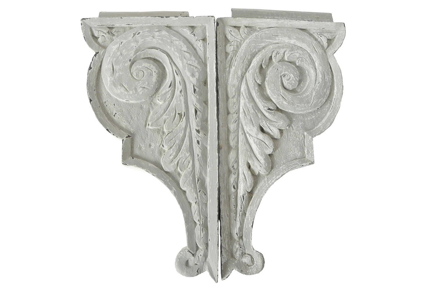 Français Supports en Encorbellement Chêne Vintage Paire Gustation Gris/Blanc