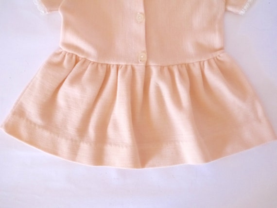 French Vintage knit dress baby girl  pale peach b… - image 4