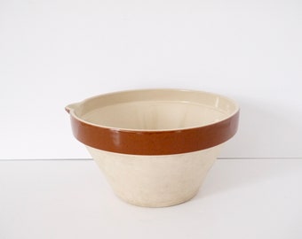 FrenchTerracotta Mixing Bowl Rustic French Dairy Bowl Primitive Pottery Farmhouse display bowl