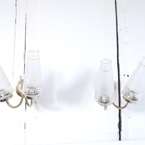 French Wall Sconces 1960s Mid Century Wall Lamps with double Glass Shades