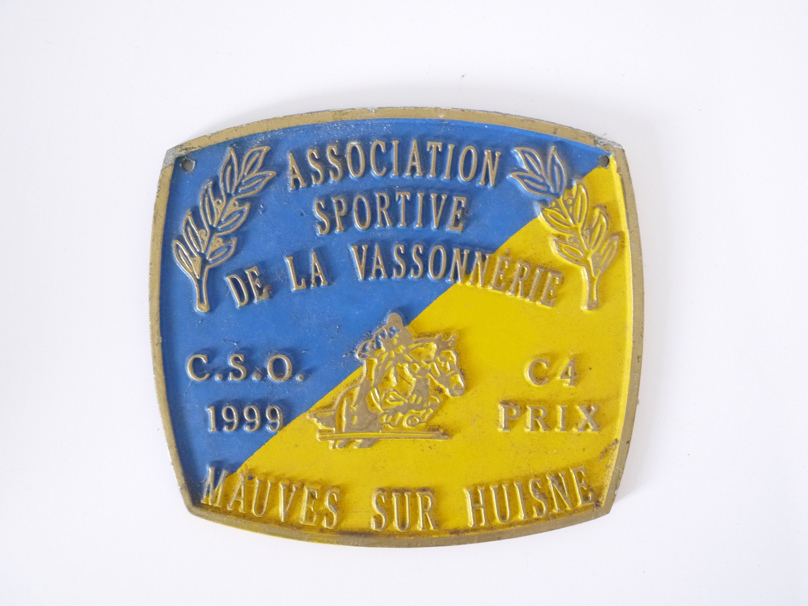 Vintage Français Metal Agricultural Signs Plaques Awards Prix Équestre