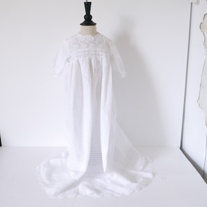 Exquisite French Victorian Christening Gown - Hand Embroidered White Work - Long Baptismal Dress -