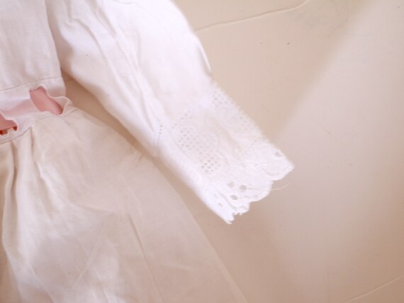 French Antique Newborn Baby Girl White 