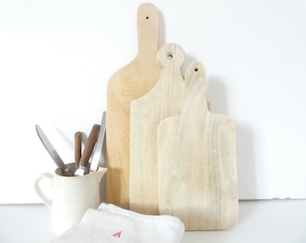 French vintage Wooden primitive cutting board set of three 3