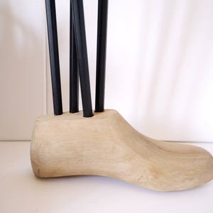 French Vintage wooden baby shoe last form repurposed pencil holder