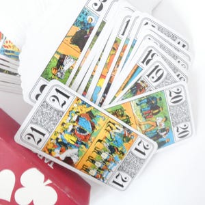 Franse vintage speelkaarten Jeu De Tarot uit de jaren 60, Frans tarotkaartspel, Frans, efemere, papieren ambacht