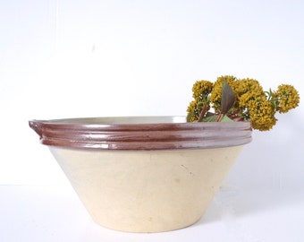 French Mixing Bowl Extra Large Mixing Bowl, Primitive Pottery Kitchen Jatte, Tian French Farmhouse stoneware