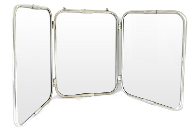 Large French Mirror Triptych Folding Barber Tri Fold Vintage Bathroom Wall