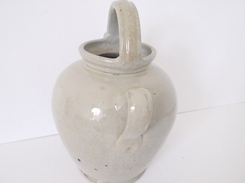 Antique French Stoneware Confit Pitcher, Rustic Stoneware ,French Rustic Country Decor grey image 9