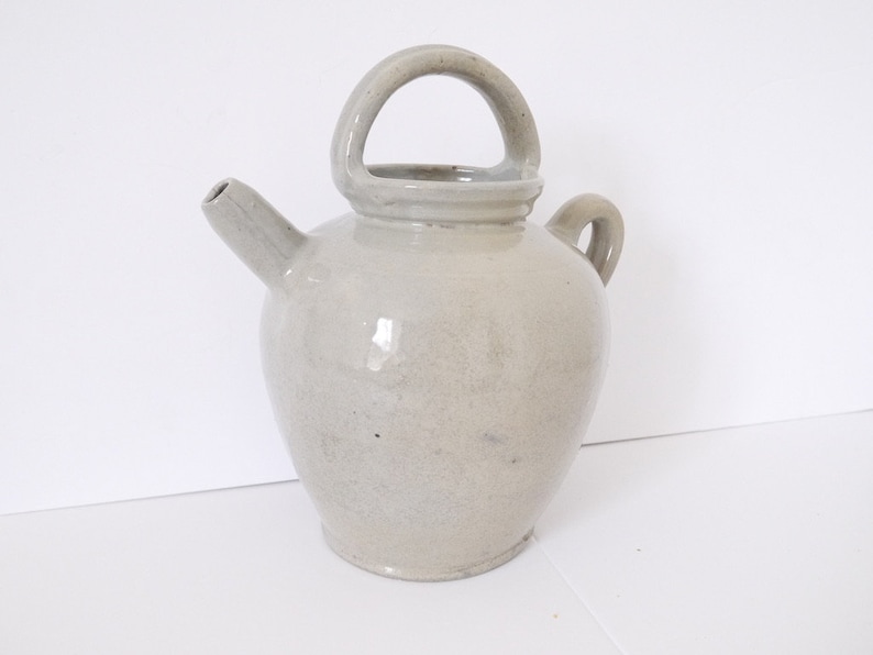 Antique French Stoneware Confit Pitcher, Rustic Stoneware ,French Rustic Country Decor grey image 7