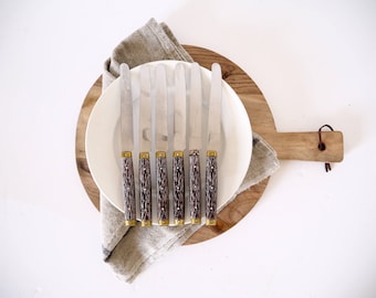 Francés vintage baquelita como cuchillos de cena de mango de ocho