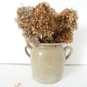 Antieke Franse steengoed gekonfijte pot, rustieke grijze kruik voor gebruiksvoorwerpen, steengoed rustieke vaas, Frans rustiek landdecor