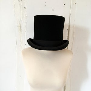 French Vintage Black Felt Wool Top Hat Topper Hat Magician Ring Master England