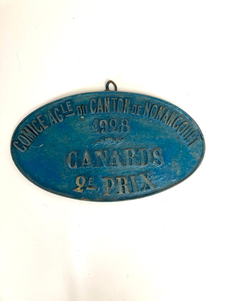 Vintage Français Métal Panneaux Agricoles Plaques Canard Prix Vert 2Ème Place