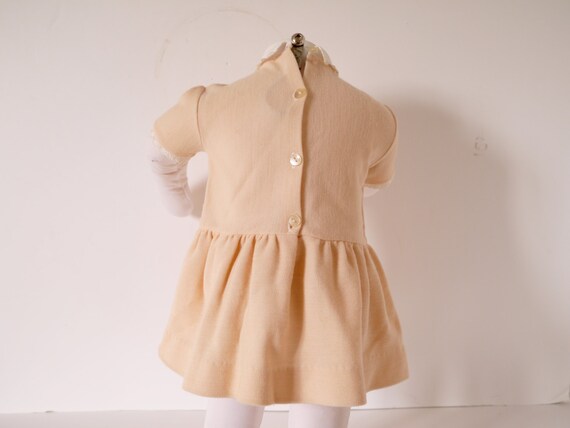 French Vintage knit dress baby girl  pale peach b… - image 5