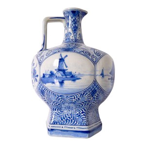 Dutch vintage white and blue delfe pitcher