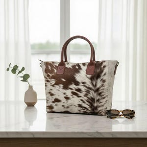 Handmade Cowhide Tote Bag: Western Hair-On Leather Shoulder Bag