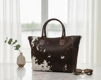 Handmade Cowhide Tote Bag: Western Hair-On Leather Shoulder Bag