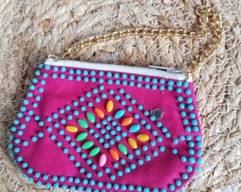 80s Beaded Coin Purse, Vintage Colorful Beaded Coin Purse, Kawaii