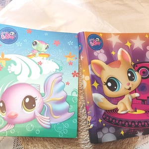 Littlest Pet Shop binders 2012, large a4 lps vintage binder lot, set of 2 school stationery hasbro collectors, LPS kawaii furnitures Y2K