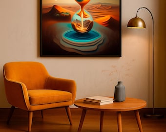 Surreal Hourglass Earth Art Print, Environmental Wall Decor, Modern Abstract Time Poster, Conceptual Nature Art, Digital Download