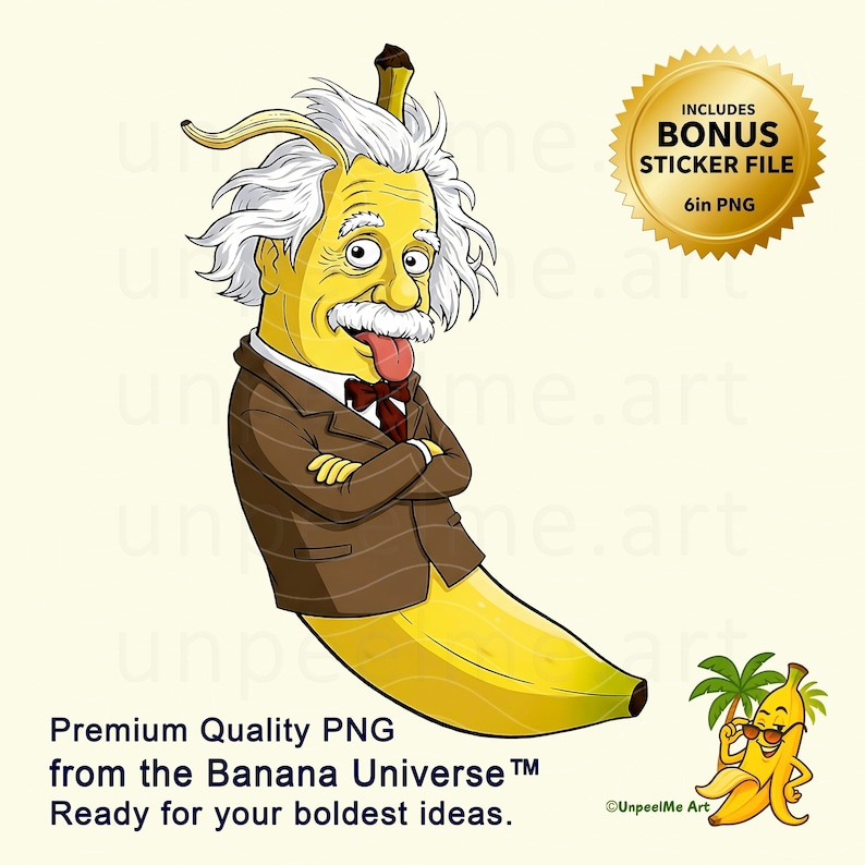 Einstein Banana Cartoon | Genius Meme Art | Funny Banana Digital ...