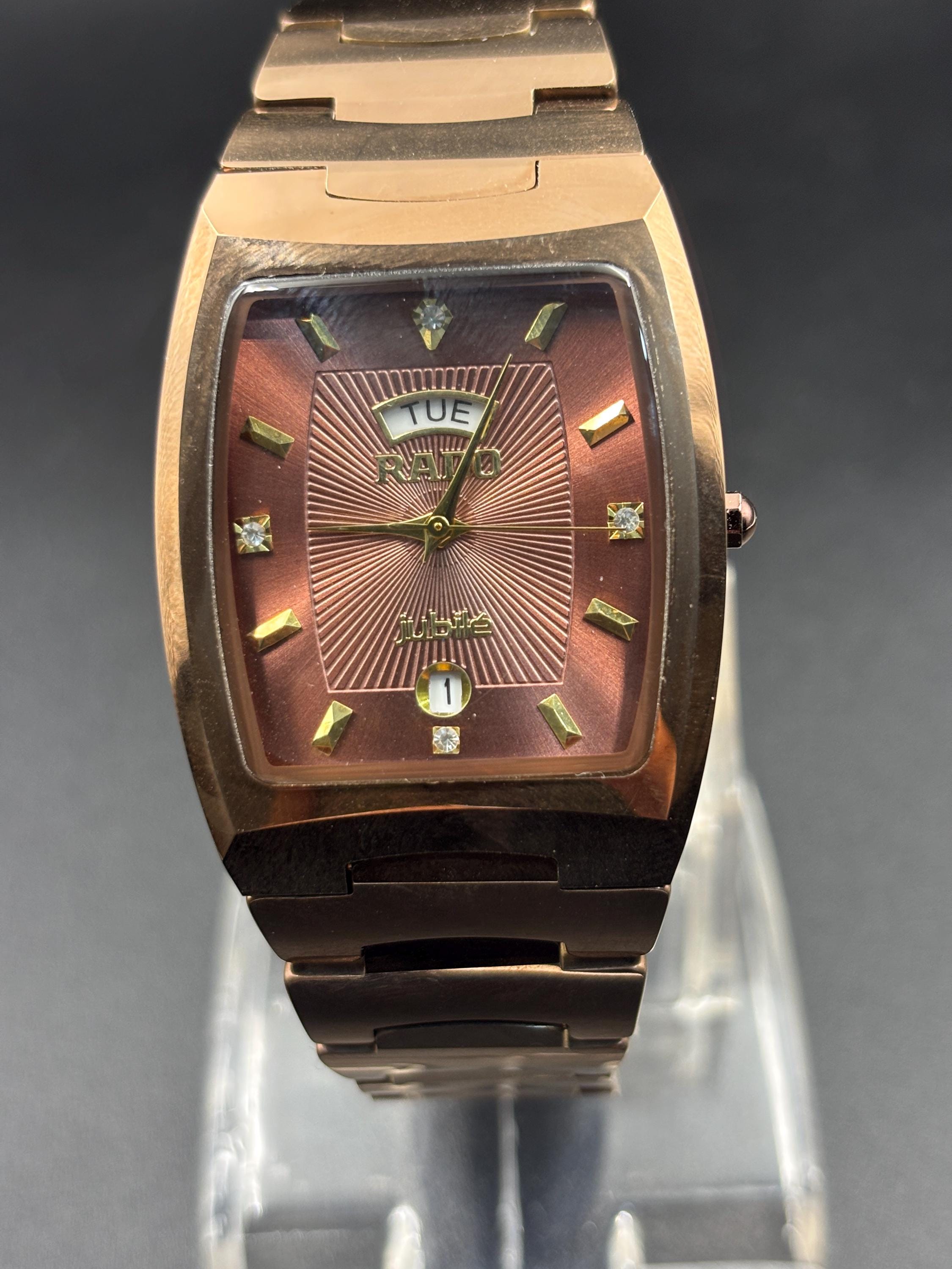 Vintage Rado Jubile Bronze Dial With Date Japan Men's Wrist Watch