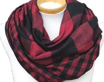 Red & Black Plaid Reversible Blanket Scarf