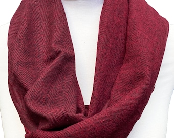 Infinity / Loop Scarf - Dark Red Herringbone Scarf