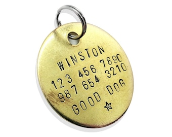 Custom Pet ID Tag- Brass Circle, Large