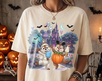 Walt Disney World Chip n Dale Halloween Shirt, Double Trouble Disney Halloween Tee, Spooky Season Family Trip Shirt, Ice Cream Snacking Team