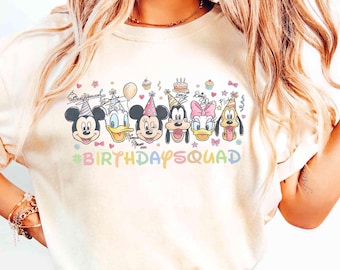 Comfort Colors® Mickey & Friends Signature Birthday Shirt, Disney Birthday Squad Shirt, Disney Birthday Present Gift, Disneyland Family Trip