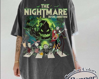 Retro Nightmare Before Christmas Comfort Colors Shirt, Jack Skellington Sally Halloween Tee, Oogie Boogie Spooky Season Tee
