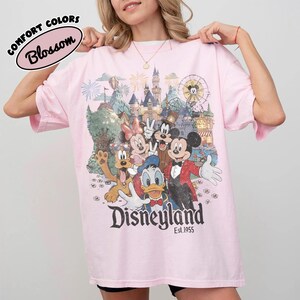 Comfort Color Vintage Disneyland California Shirt, Mickey and Friends Tee, Disney Trip Family Shirt, Disneyland Family Vacation Shirt Blossom/Light Pink