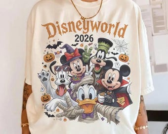 Retro Disney World Halloween Trip 2026 Shirt, Disney Family Vacation Tee, Mickey Minnie Halloween Shirt, Magic Kingdom Matching Family Shirt