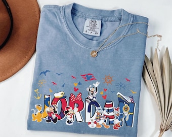 Custom Name Disney Cruise Matching Shirt, Mickey & Friends Cruise Trip Tee, Disney Family Trip Shirts Disney Cruise Characters Alphabet Tee