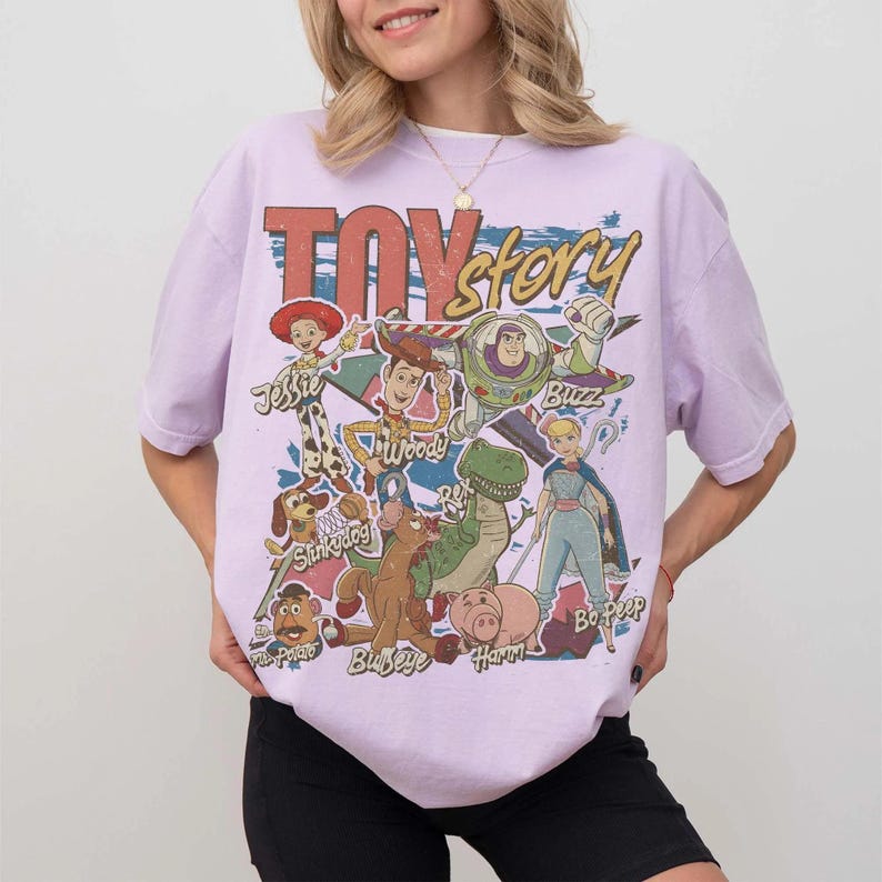 Retro Disney Toy Story 1995 Comfort Colors Shirt, Woody Buzz Lightyear Rex Tee, WDW Disneyland Family Vacation 2026 Trip, Disney Pixar Fest Orchid/Lilac