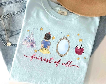Watercolor Disney Snow White Princess T-Shirt, Snow White and The Seven Dwarfs Shirt, Fairest Of All Shirt, Aesthetic Disney Girls Trip Tee